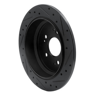 R1 05-10 Honda Odyssey Rear Left Drilled & Slotted Black Brake Rotor