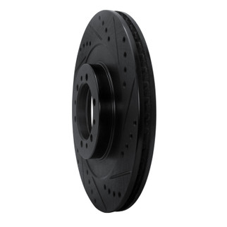 R1 98-04 Mitsubishi Montero Front Right Drilled & Slotted Black Brake Rotor