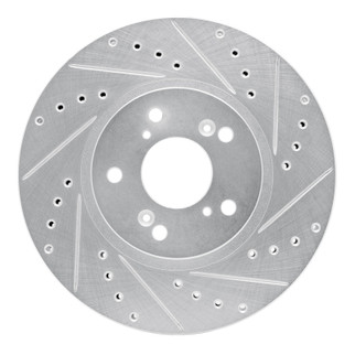 R1 99-14 Acura TSX Front Right Drilled & Slotted Silver Brake Rotor