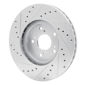 R1 99-14 Acura TSX Front Right Drilled & Slotted Silver Brake Rotor