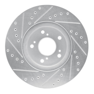 R1 99-14 Acura TSX Front Right Drilled & Slotted Silver Brake Rotor