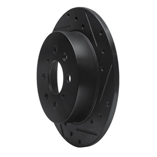 R1 01-05 Acura EL Rear Right Drilled & Slotted Black Brake Rotor