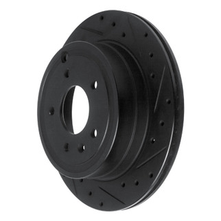 R1 07-15 Chevrolet Captiva Rear Right Drilled & Slotted Black Brake Rotor