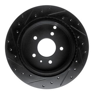 R1 07-15 Chevrolet Captiva Rear Right Drilled & Slotted Black Brake Rotor