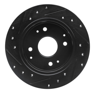 R1 92-97 Acura CL Rear Right Drilled & Slotted Black Brake Rotor