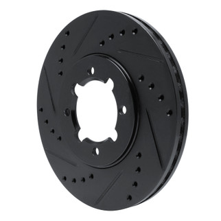 R1 83-84 Toyota Cressida Front Left Drilled & Slotted Black Brake Rotor