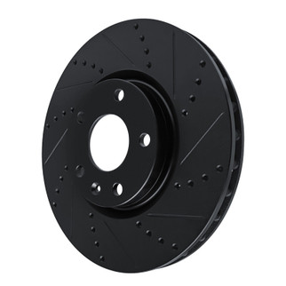 R1 14-19 Chevrolet Corvette Front Right Drilled & Slotted Black Brake Rotor