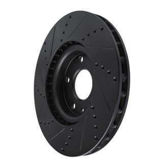 R1 14-19 Chevrolet Corvette Front Right Drilled & Slotted Black Brake Rotor