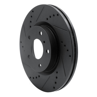 R1 03-05 Infiniti G35 Front Left Drilled & Slotted Black Brake Rotor