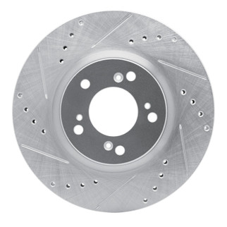 R1 00-09 Honda S2000 Front Left Drilled & Slotted Silver Brake Rotor