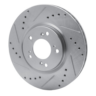 R1 00-09 Honda S2000 Front Left Drilled & Slotted Silver Brake Rotor