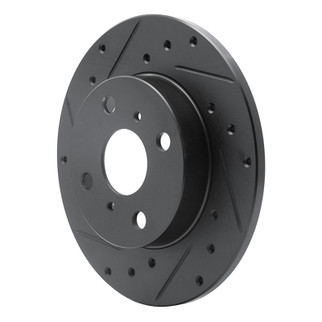 R1 83-90 Toyota Tercel Front Left Drilled & Slotted Black Brake Rotor