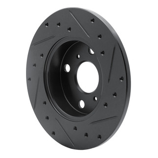 R1 83-90 Toyota Tercel Front Left Drilled & Slotted Black Brake Rotor