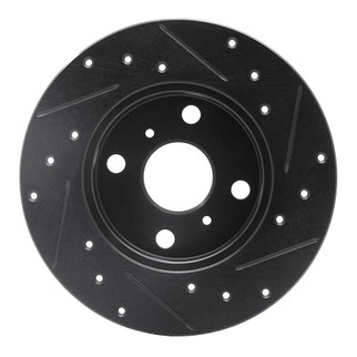 R1 83-90 Toyota Tercel Front Left Drilled & Slotted Black Brake Rotor
