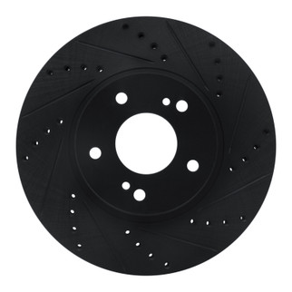 R1 97-01 Infiniti Q45 Front Right Drilled & Slotted Black Brake Rotor