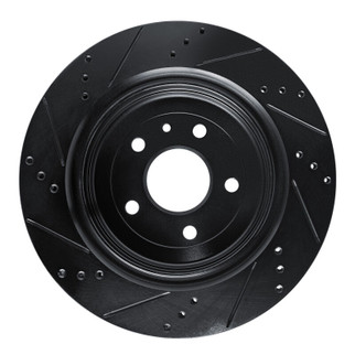 R1 14-19 Chevrolet Corvette Rear Right Drilled & Slotted Black Brake Rotor