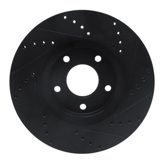 R1 97-01 Infiniti Q45 Front Left Drilled & Slotted Black Brake Rotor