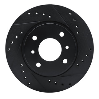 R1 90-92 Infiniti M30 Front Right Drilled & Slotted Black Brake Rotor