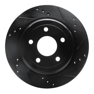 R1 08-10 Chevrolet Cobalt Rear Right Drilled & Slotted Black Brake Rotor