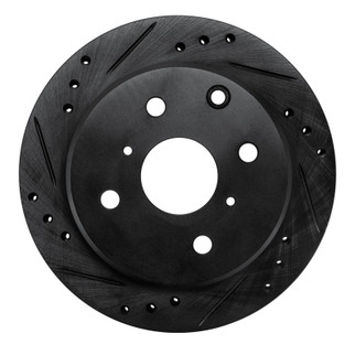 R1 82-85 Toyota Celica Rear Right Drilled & Slotted Black Brake Rotor