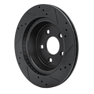 R1 08-10 Chevrolet Cobalt Rear Left Drilled & Slotted Black Brake Rotor
