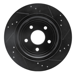 R1 08-10 Chevrolet Cobalt Rear Left Drilled & Slotted Black Brake Rotor
