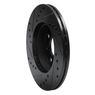 R1 86-91 Acura Integra Front Right Drilled & Slotted Black Brake Rotor