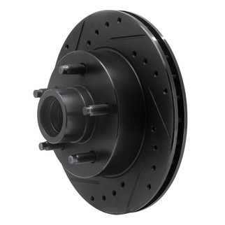 R1 86-92 Ford Bronco II Front Left Drilled & Slotted Black Brake Rotor