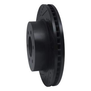 R1 16-24 Nissan Titan XD Front Left Drilled & Slotted Black Brake Rotor