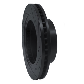 R1 16-24 Nissan Titan XD Front Left Drilled & Slotted Black Brake Rotor