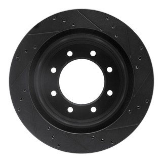 R1 12-21 Nissan NV1500 Rear Left Drilled & Slotted Black Brake Rotor