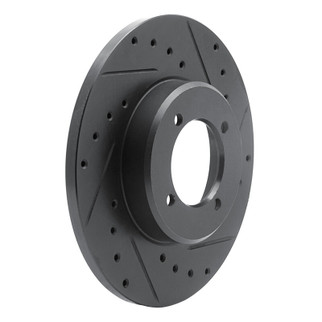 R1 72-82 Toyota CORONA Front Right Drilled & Slotted Black Brake Rotor