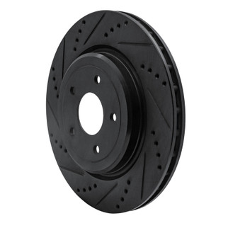 R1 06-13 Chevrolet Corvette Rear Left Drilled & Slotted Black Brake Rotor