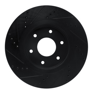 R1 05-07 Infiniti QX56 Front Right Drilled & Slotted Black Brake Rotor