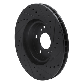 R1 05-12 Acura RL Front Left Drilled & Slotted Black Brake Rotor