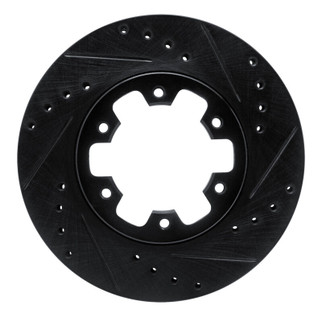 R1 85-02 Nissan D21 Pickup 4WD (4 Cyl Excl HD) Front Right Drilled & Slotted Black Brake Rotor