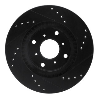 R1 87-90 Acura Legend Front Left Drilled & Slotted Black Brake Rotor