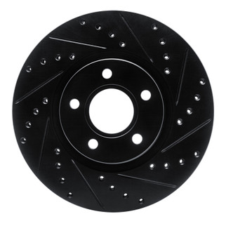 R1 04-19 Ford C-MAX Front Right Drilled & Slotted Black Brake Rotor