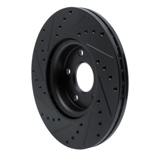 R1 04-19 Ford C-MAX Front Right Drilled & Slotted Black Brake Rotor