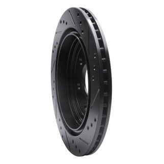 R1 10-16 Cadillac SRX Rear Left Drilled & Slotted Black Brake Rotor