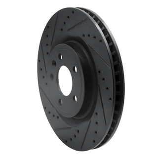 R1 11-14 Ford Mustang Front Left Drilled & Slotted Black Brake Rotor