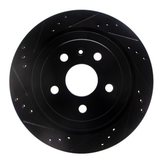 R1 08-19 Cadillac CTS Rear Left Drilled & Slotted Black Brake Rotor