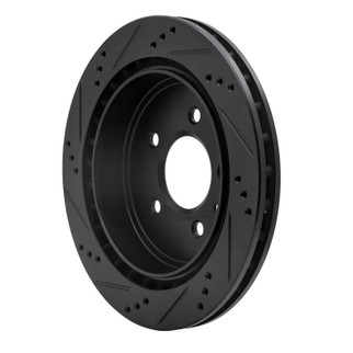 R1 03-11 Cadillac STS Rear Right Drilled & Slotted Black Brake Rotor