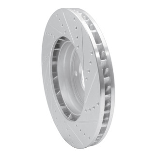 R1 03-18 Porsche Cayenne Left Front Drilled & Slotted Silver Brake Rotor