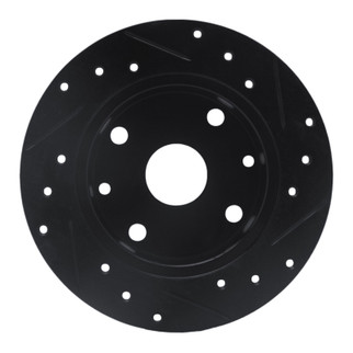 R1 81-85 Mazda RX-7 Rear Left Drilled & Slotted Black Brake Rotor