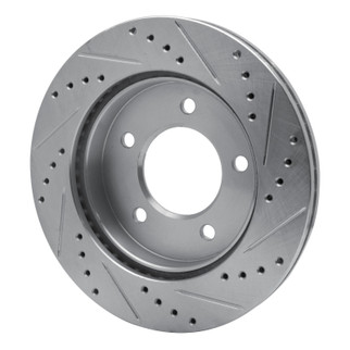 R1 97-04 Ford F-150 4WD Front Left Drilled & Slotted Silver Brake Rotor