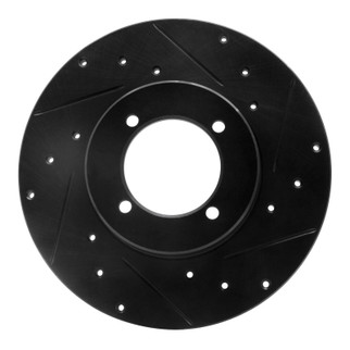 R1 74-78 Nissan 260Z Front Right Drilled & Slotted Black Brake Rotor