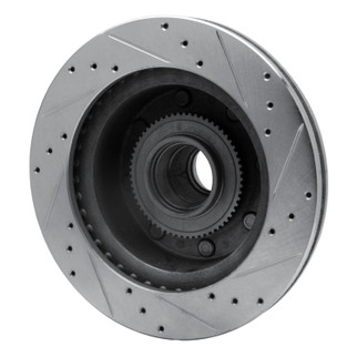 R1 95-07 Ford E-350 Econoline Front Left Drilled & Slotted Silver Brake Rotor