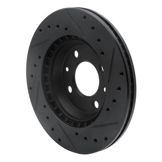 R1 87-93 Saab 9000 Front Left Drilled & Slotted Black Brake Rotor