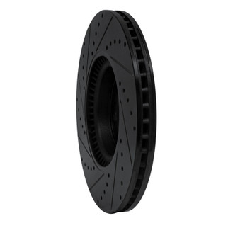 R1 07-09 Mercedes-Benz GL320 Front Right Drilled & Slotted Black Brake Rotor